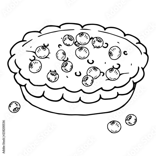 Pie icon. Vector illustration of homemade berry pie. Hand drawn blueberry pie for a holiday.