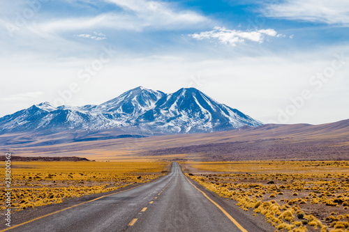 Chile Atacama Desert Road, Blue and Yellow, Simetric