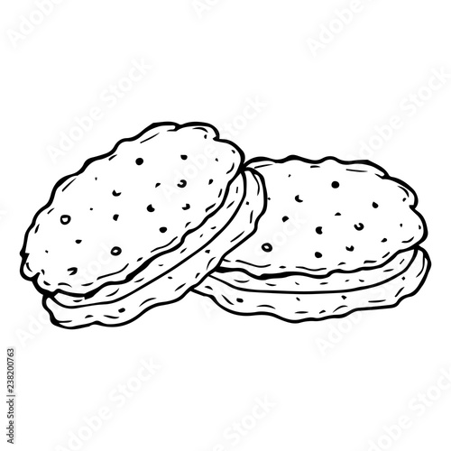 Cookies icon. Vector illustration of cookies, biscuit. Hand drawn cookies with filling.