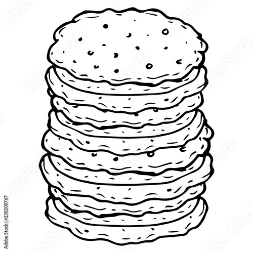Pancakes icon. Vector illustration of a stack of pancakes. Hand drawn hot pancakes for a holiday.