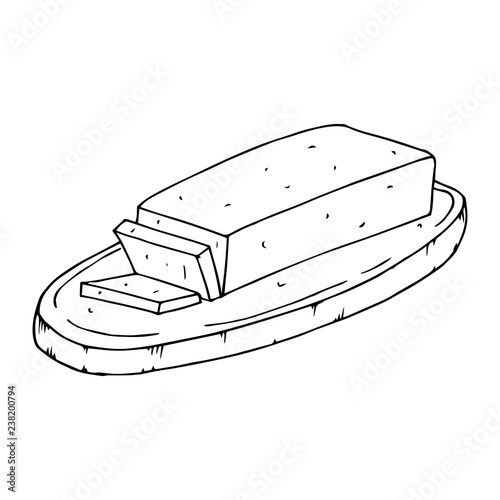 Butter icon. Vector illustration of a piece of butter. Hand drawn butter.