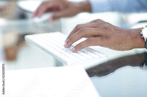 closeup.businessman typing on computer keyboard.photo with copy space.