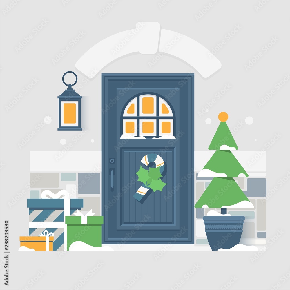 House door decoration for the Christmas holidays.