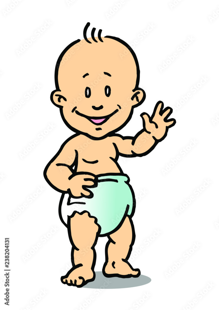 baby boy with diaper color cartoon baby boy with diaper color cartoon