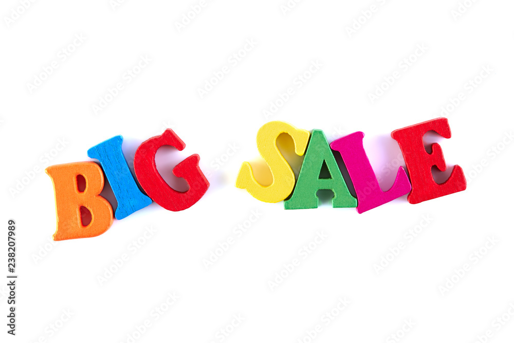 Big sale. Big sale color finish 3d text on white background. Big sale. Big sale color finish 3d text on white background.