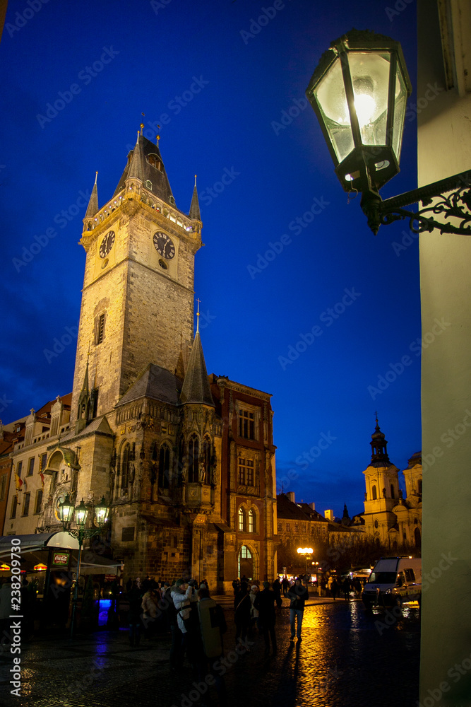 PRAGUE, CZECH REPUBLIC - FEBRUARY 20, 2013: the Old Square Town during the snowfall