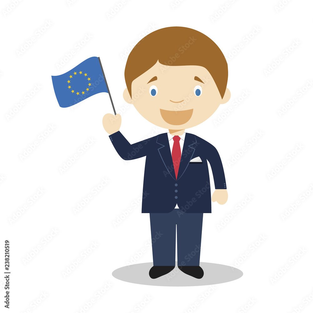 European Union cartoon character. Vector Illustration. Kids History Collection. European Union cartoon character. Vector Illustration. Kids History Collection.