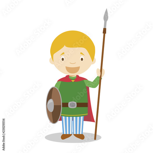 Gaul cartoon character. Vector Illustration. Kids History Collection.