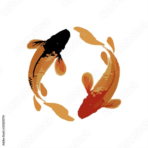 koi fish logo in japan and china art style