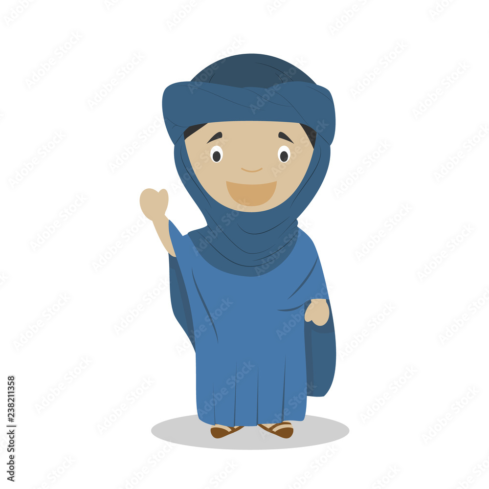 Tuareg cartoon character. Vector Illustration. Kids History Collection.