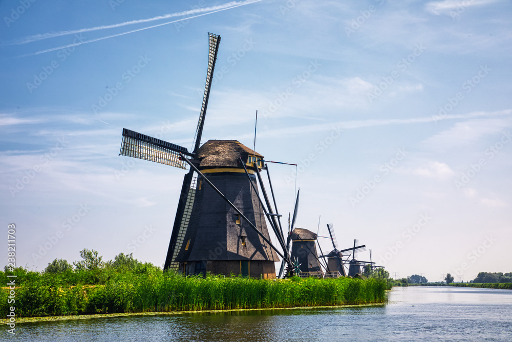 Fototapeta premium view of traditional windmills in Kinderdijk, The Netherlands.
