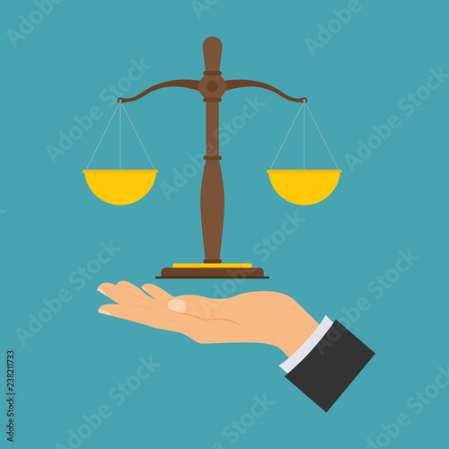 Justice concept, law and justice concept. Vector illustration.