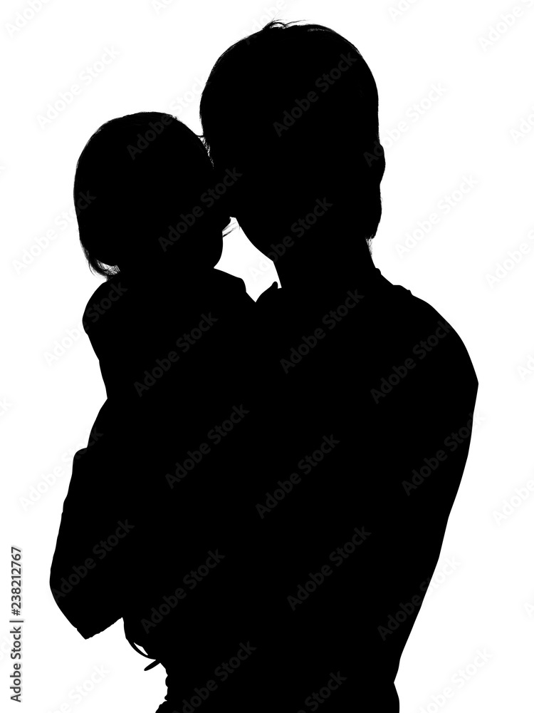 Silhouettes of a family with two children