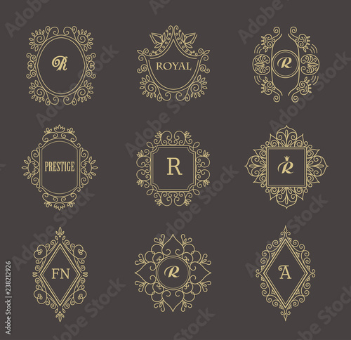 Vintage Floral Frames for your Logo, Invitation, Wedding Background.