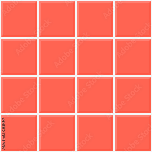 Seamless tile pattern of coral color. Ceramic squares tile wall. Vector.