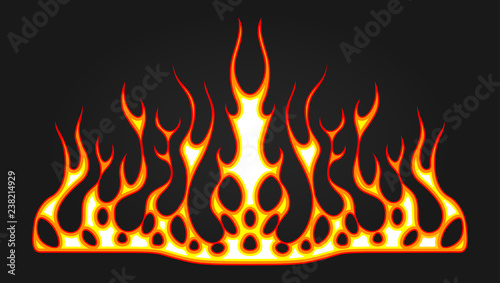 Blazing fire decals for the hood of the car. Hot Rod Racing Flames. Vinyl ready tribal flames. Vehicle and motorbike stickers, with burning effect isolated vector. 