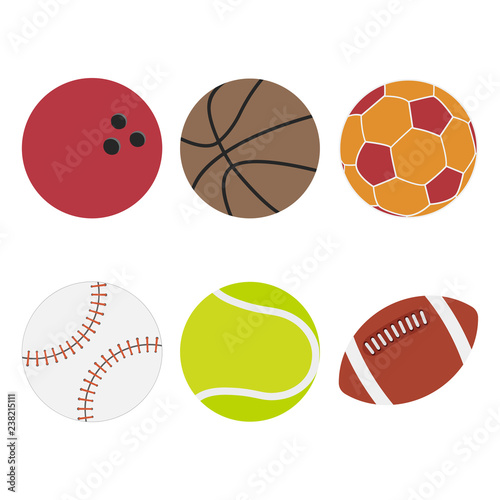 Set of balls for different sports. Icons of sports balls. Vector illustration.