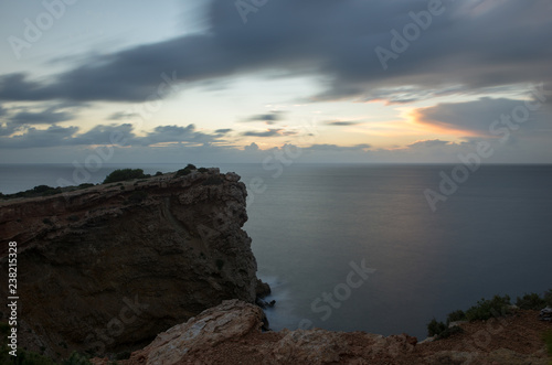 Sunrise in cap martinet in long exposure, Ibiza