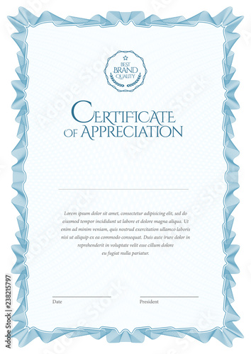 Certificate template. Diploma of modern design or gift certificate.