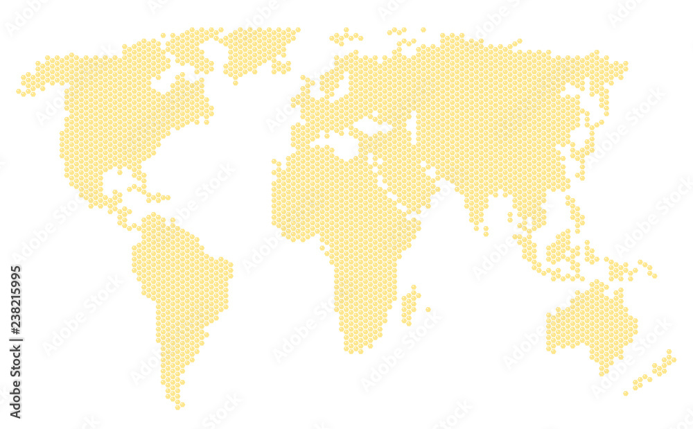 Honeycomb world map.