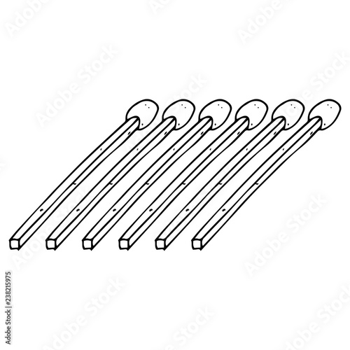 Matchbox icon. Vector illustration of a match. Hand drawn row of wooden matches.