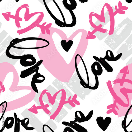 Love seamless girls motivation pattern. Funky t-shirt print