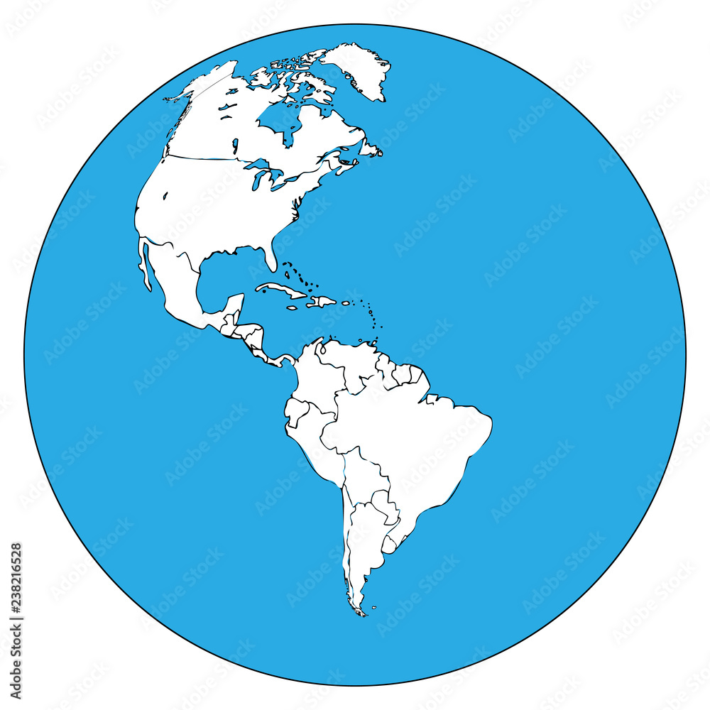 Map of north and south america vector outline map of south america