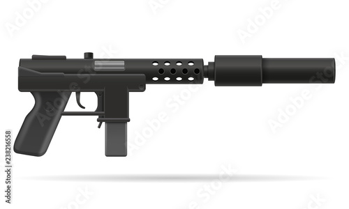 machine submachine hand gun street gang weapons stock vector illustration