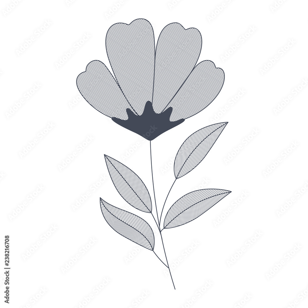 flower with branches and leaves isolated icon
