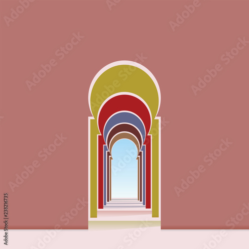 Arched doorway and corridor from a mosque