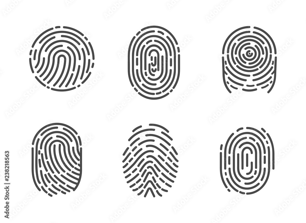Identification Fingerprints Sketches Set Vector Identification Fingerprints Sketches Set Vector