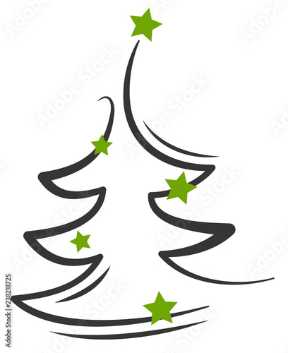 Tannenbaum mit gruenen Sternen