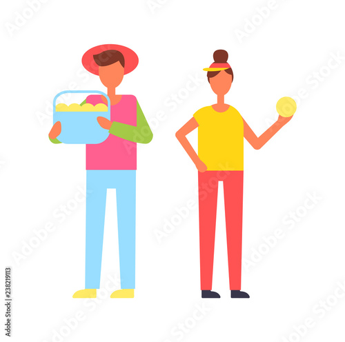 Harvest Gathering of Fruits Vector Illustration