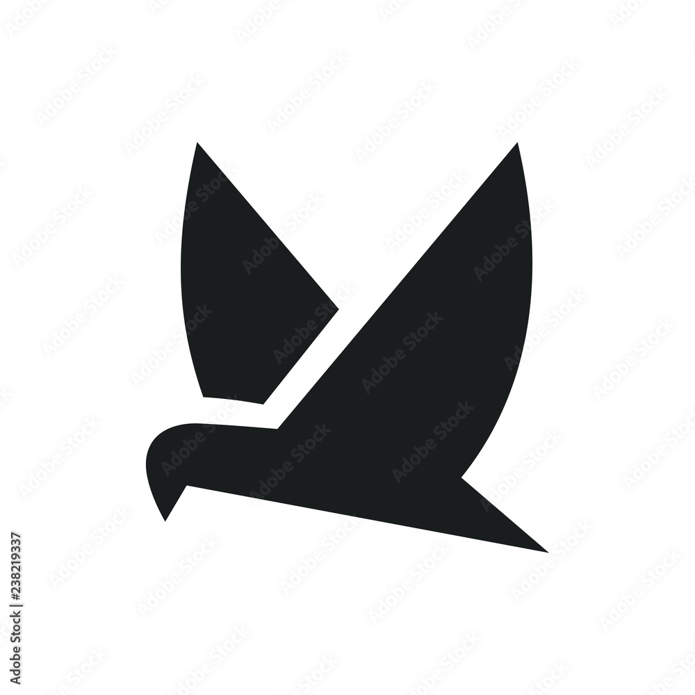 Dove Pigeon Bird Logo Template. Strong Stylish Wings Vector Flat Line Stroke Icon Pictogram.