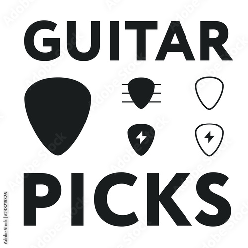 Guitar Pick Mediator Hard Rock String. Vector Flat Line Stroke Icon Pictogram