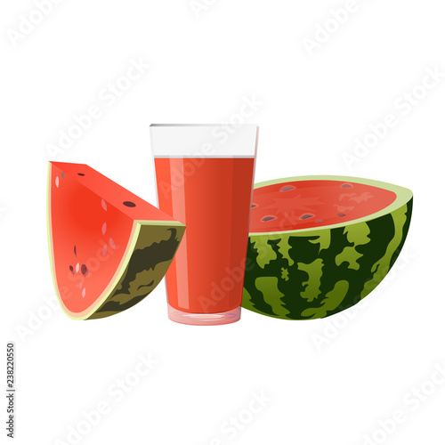 Watermelon and glass of juice