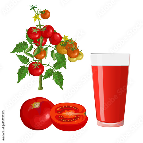 Tomatoes and glass of juice