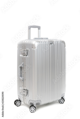 Aluminum Travel Suitcase isolated on white