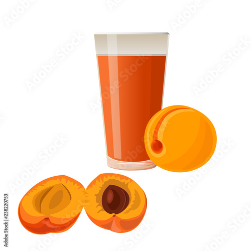 Apricots and glass of juice