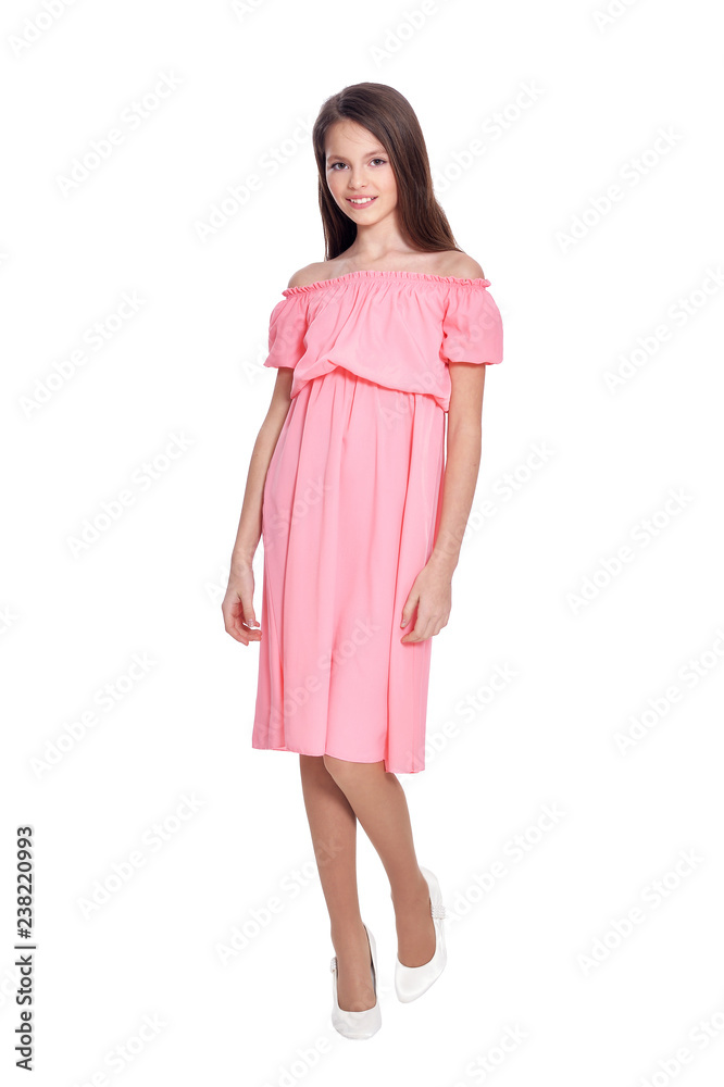 Portrait of beautiful girl in dress posing isolated Portrait of beautiful girl in dress posing isolated