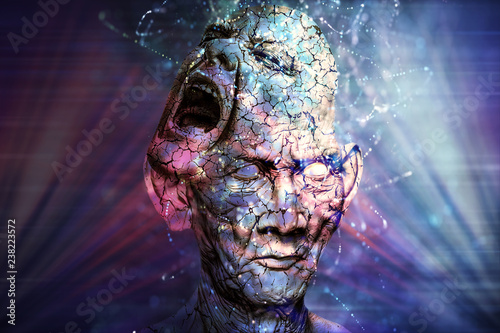 Artistic Abstract Multicolored Powerful Screaming Sculpture Background