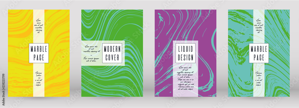 Naklejka premium Modern Marble Cover Design for your Business with Abstract Lines. Futuristic Poster, Flyer, Layout with Liquid Pattern for Branding, Identity, Annual Report. Vector minimalistic brochure. Luxury.