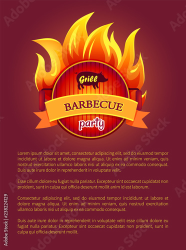 Grill Barbeque Party Poster Burning Fire, Grate