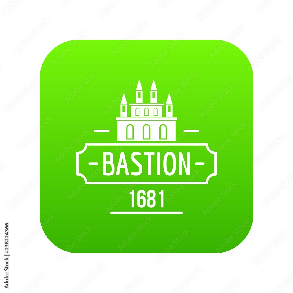 Naklejka premium Royal bastion icon green vector isolated on white background
