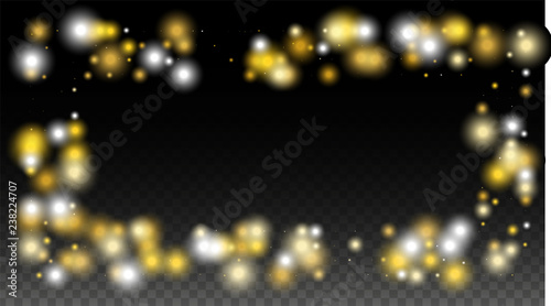 Gold Glitter Vector Texture on a Black. Golden Glow Pattern. Golden Christmas and New Year Snow. Golden Explosion of Confetti. Star Dust. Abstract Flicker Background with a Party Lights Design. 