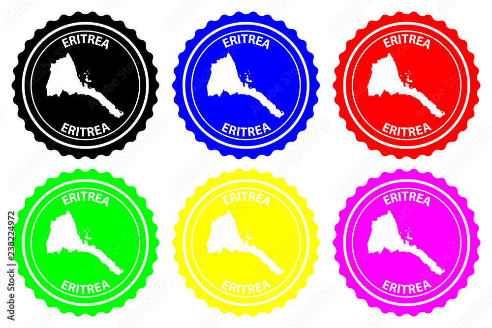 Eritrea - rubber stamp - vector, State of Eritrea map pattern - sticker - black, blue, green, yellow, purple and red Eritrea - rubber stamp - vector, State of Eritrea map pattern - sticker - black, blue, green, yellow, purple and red