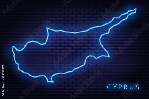 Map of Cyprus  neon light. Vector illustration of the EPS 10.