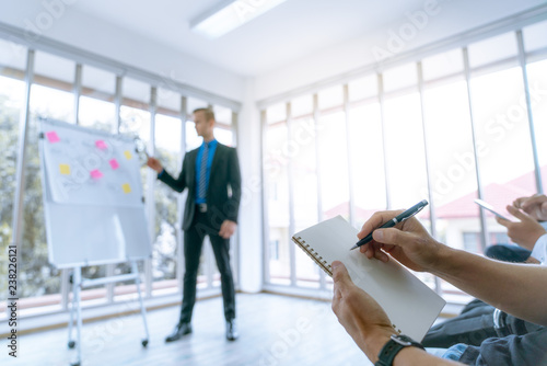 Employees are lecture during the meeting plan of the company