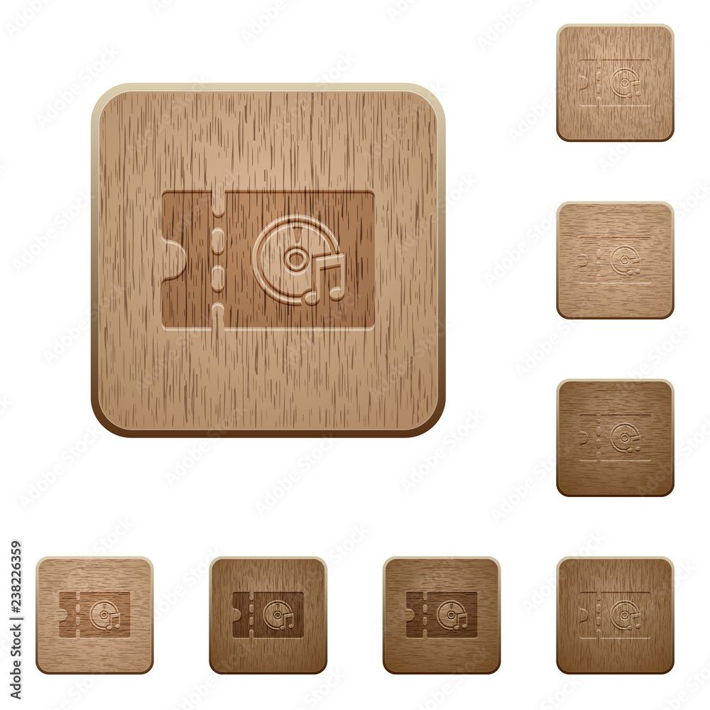 Music store discount coupon wooden buttons Music store discount coupon wooden buttons
