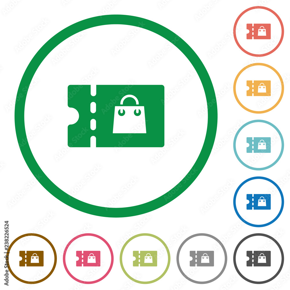 Bag discount coupon flat icons with outlines Bag discount coupon flat icons with outlines
